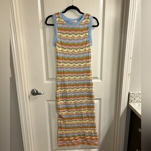 Summery ankle length crochet dress - lined